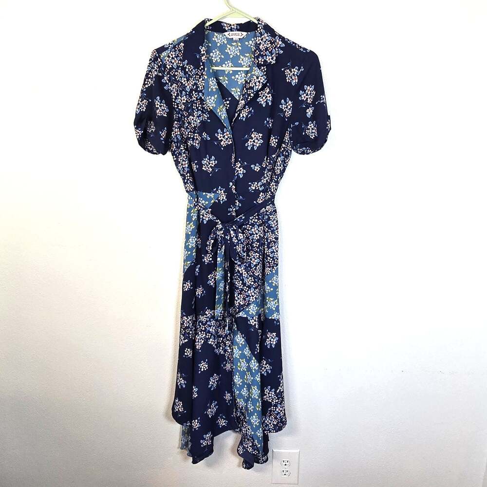 Nanette Lepore Patchwork Midi Dress Women's 8 Cottagecore Floral Feminine Boho